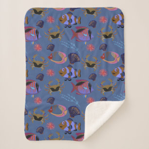 Couverture Sherpa Motif d'animaux aquatiques vie sous-marine 13