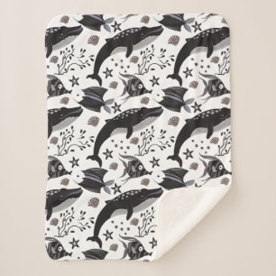 Couverture Sherpa Motif d'animaux aquatiques vie sous-marine 16