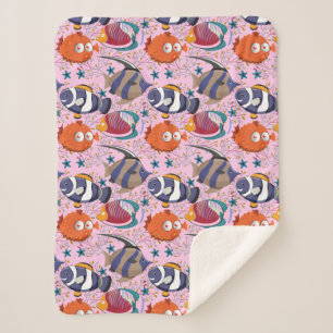 Couverture Sherpa Motif d'animaux aquatiques vie sous-marine en me