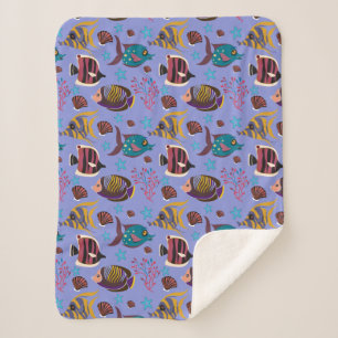 Couverture Sherpa Motif d'animaux aquatiques vie sous-marine en me