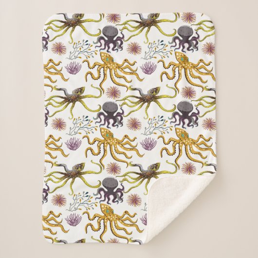 Couverture Sherpa Motif d'animaux aquatiques | vie sous-marine océan (Devant)