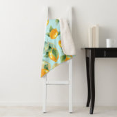 Couverture Sherpa Motif d'aquarelle avec citrons et feuilles. Seamel (En situation)