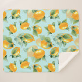 Couverture Sherpa Motif d'aquarelle avec citrons et feuilles. Seamel (Devant (Horizontal))