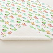 Couverture Sherpa Motif d'aquarelle Cactus Pastel (3/4)