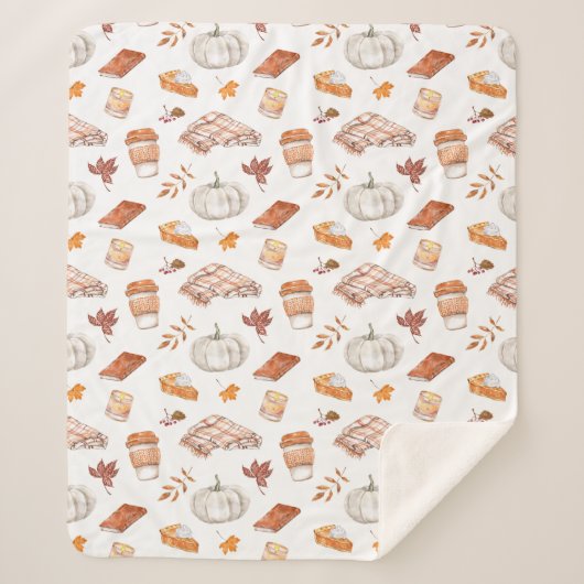 Couverture Sherpa Motif d'aquarelle confortable Autumn Essentials (Devant)