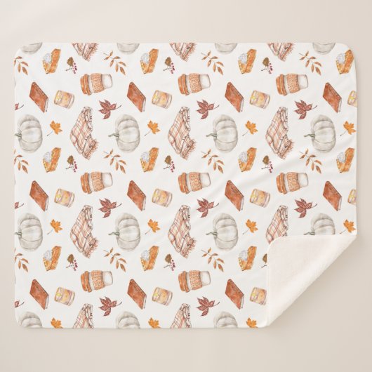 Couverture Sherpa Motif d'aquarelle confortable Autumn Essentials (Devant (Horizontal))