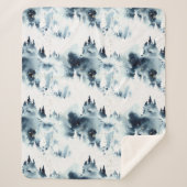 Couverture Sherpa Motif d'aquarelle de la forêt bleue de minuit (Devant)