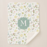 Couverture Sherpa Motif d'aquarelle de région boisée du lapin | de<br><div class="desc">Ce motif mignon comporte le lapin de Peter parmi le feuille et le pois de forêt.  Personnalisez en ajoutant votre nom ou monogramme.</div>