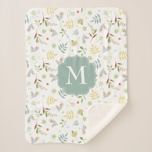 Couverture Sherpa Motif d'aquarelle de région boisée du lapin | de (Devant)