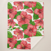 Couverture Sherpa Motif d'aquarelle d'hibiscus rouge (Devant)