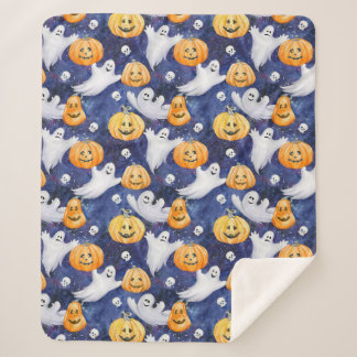 Couverture Sherpa Motif d'aquarelle Halloween