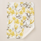 Couverture Sherpa Motif d'aquarelle jaune et blanc Magnolia Blossom (Devant)