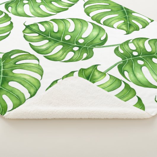 Couverture Sherpa Motif d'aquarelle Monstera (3/4)
