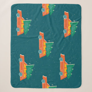 Couverture Sherpa Motif d'arbre de Noël de voiture rétro