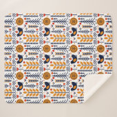 Couverture Sherpa Motif d'art populaire d'oiseau d'automne (Devant (Horizontal))