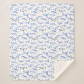 Couverture Sherpa Motif de baleine bleue d'aquarelle (Devant)