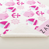 Couverture Sherpa Motif De Baleines, Baleines Roses, Votre Nom (3/4)