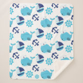 Couverture Sherpa Motif De Baleines, Beaux Baleines, Baleines Bleues (Devant)