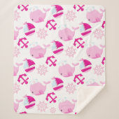 Couverture Sherpa Motif De Baleines, Beaux Baleines, Baleines Roses (Devant)