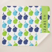 Couverture Sherpa Motif De Baleines, Beaux Baleines, Votre Nom (Devant (Horizontal))