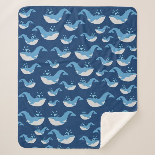 Couverture Sherpa Motif de baleines de l'océan bleu profond (Devant)