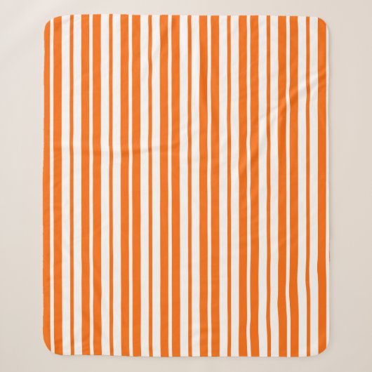 Couverture Sherpa Motif de bandes verticales blanches orange (Devant)