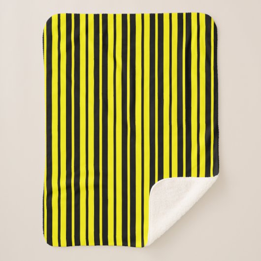 Couverture Sherpa Motif de bandes verticales noires jaunes (Devant)