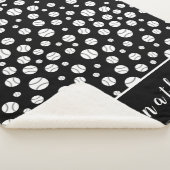 Couverture Sherpa Motif de baseball noir et blanc Personnalisé (3/4)