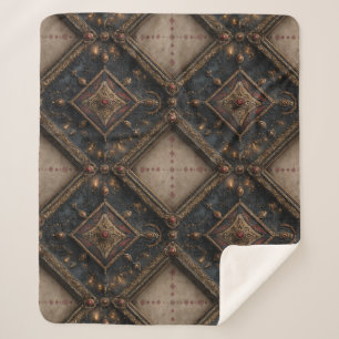 Couverture Sherpa Motif de bois sculpté gothique (1)