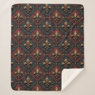 Couverture Sherpa Motif de bois sculpté gothique (2)