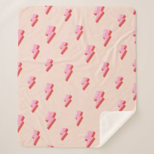 Couverture Sherpa Motif de boulon de foudre rose