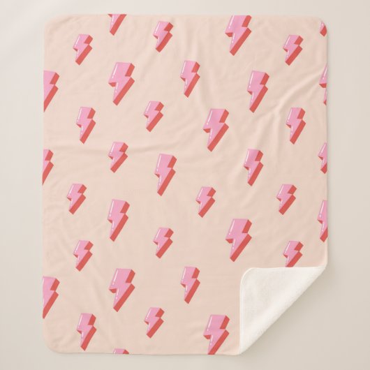 Couverture Sherpa Motif de boulon de foudre rose (Devant)