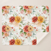Couverture Sherpa Motif de bouquet de fleurs Red Peony (Devant (Horizontal))