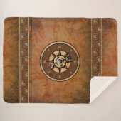 Couverture Sherpa Motif de boussole marine Brown (Devant (Horizontal))