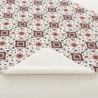 Couverture Sherpa Motif de broderie diamant folklorique sans couture