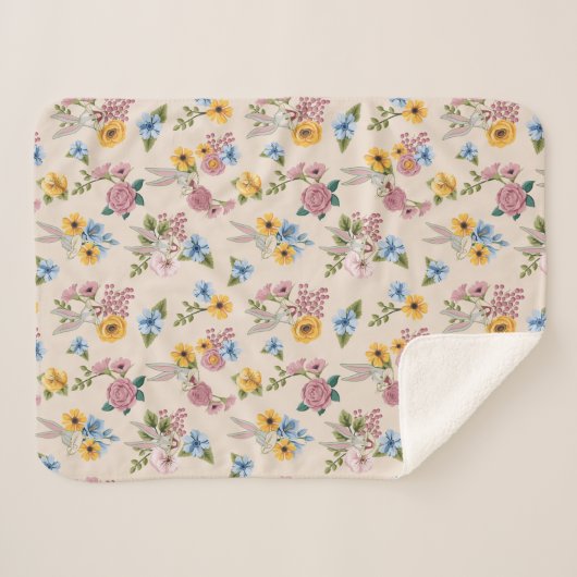 Couverture Sherpa Motif de broderie florale BUGS BUNNY™ (Devant (Horizontal))