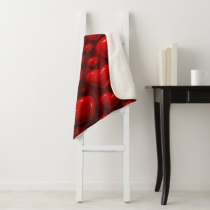 Couverture Sherpa Motif de bulle Red Hearts