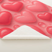 Couverture Sherpa Motif de bulle rose et rouge Coeurs (3/4)