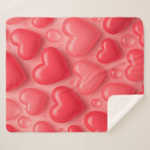 Couverture Sherpa Motif de bulle rose et rouge Coeurs (Devant (Horizontal))