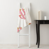 Couverture Sherpa Motif de cactus à fleurs d'aquarelle transparente. (En situation)