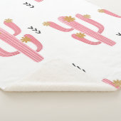 Couverture Sherpa Motif de cactus à fleurs d'aquarelle transparente. (3/4)