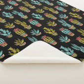Couverture Sherpa Motif de cactus de grunge foncé (3/4)
