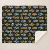 Couverture Sherpa Motif de cactus de grunge foncé (Devant (Horizontal))