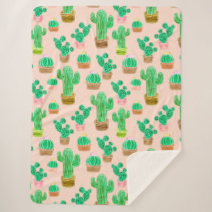 Couverture Sherpa Motif de cactus pointillés