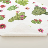 Couverture Sherpa Motif de cactus vert peint à la main (3/4)