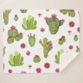 Couverture Sherpa Motif de cactus vert peint à la main (Devant (Horizontal))