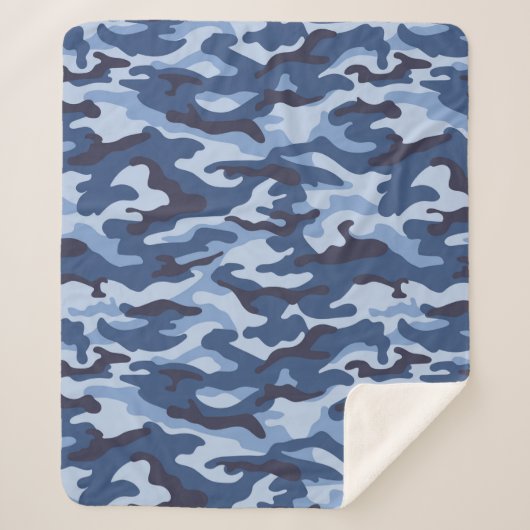 Couverture Sherpa Motif de camouflage bleu foncé (Devant)