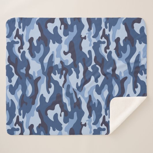 Couverture Sherpa Motif de camouflage bleu foncé (Devant (Horizontal))