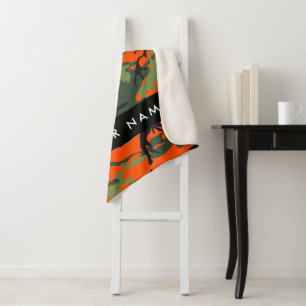 Couverture Sherpa Motif de camouflage orange, Votre nom, Personnalis