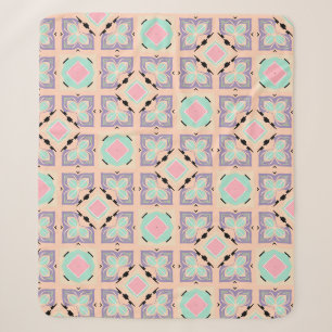 Couverture Sherpa Motif de carrelage géométrique pastel Rose Menth
